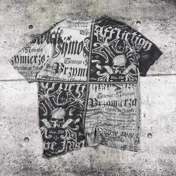 Vintage Y2K 2000s Affliction AOP skull shirt - Picture 3 of 4